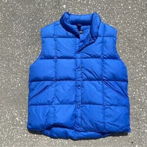 Lands End Vest Goose Down Feathers Blue Large Mens